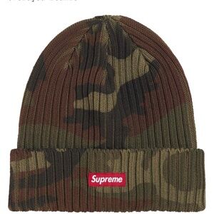 Supreme Camouflage Rib Knit Beanie - Olive/Red/Black